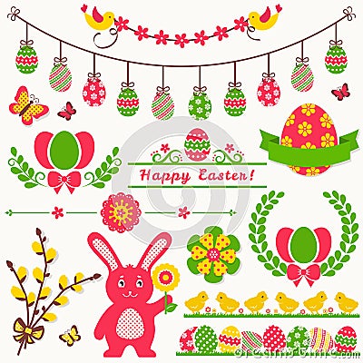 Happy Easter! Vector design elements. Vector Illustration