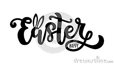 Happy Easter vector illustration with lettering. Logo with hand drawn celebration quote isolated on white background Vector Illustration