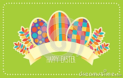 Happy Easter vector retro card or banner template Vector Illustration