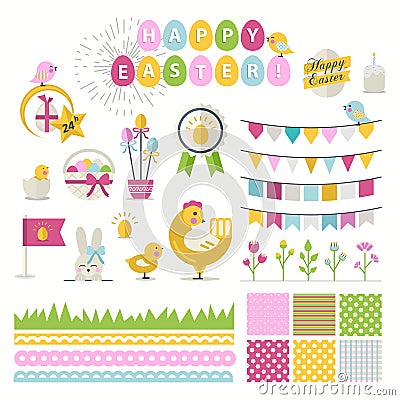 Happy Easter vector Set Vector Illustration