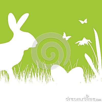 Happy Easter - white silhouette Vector Illustration