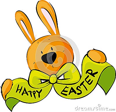 Happy Easter Wish Bow Bunny Vector Illustration Vector Illustration