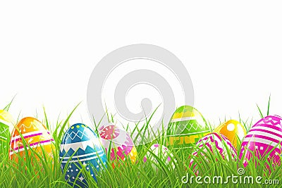 Happy easter wool decor Eggs Bounding Basket. White stamp Bunny pattern. Easter greetings background wallpaper Cartoon Illustration