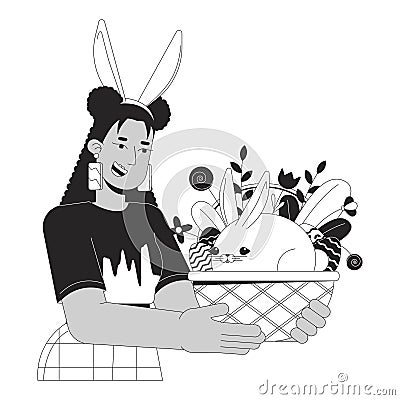 Happy Eastertide weekend black and white 2D illustration concept Vector Illustration