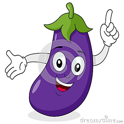 Happy Eggplant Character Smiling Vector Illustration