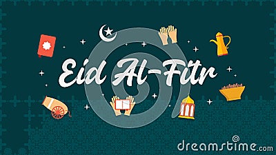 Happy eid al fitr background with islamic ornaments Vector Illustration