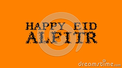 Happy Eid alFitr smoke text effect orange isolated background Stock Photo