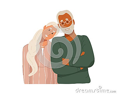 Happy elderly love couple portrait Vector Illustration