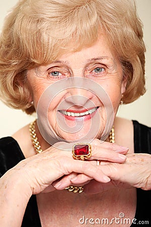 Happy elderly woman Stock Photo