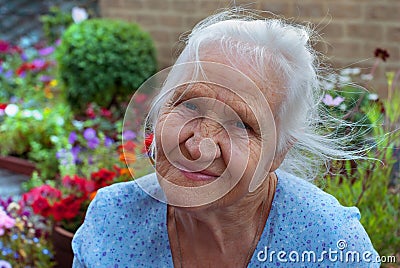 Happy elderly woman Stock Photo