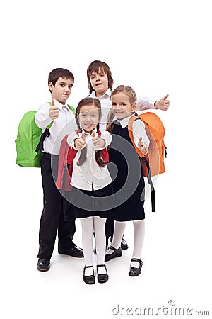 Happy elementary school kids - isolated Stock Photo