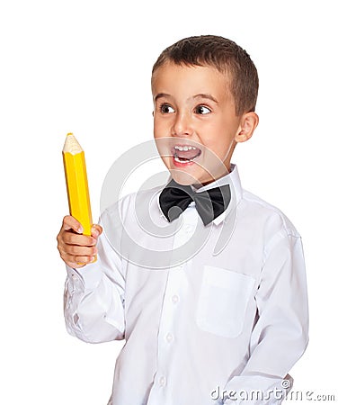 Happy elementary student boy Stock Photo