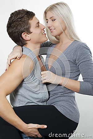 Happy embracing couple Stock Photo