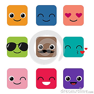 Happy emoji vector set Vector Illustration