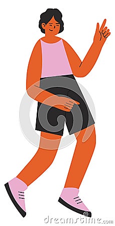 Happy energetic person. Smiling active young woman Vector Illustration