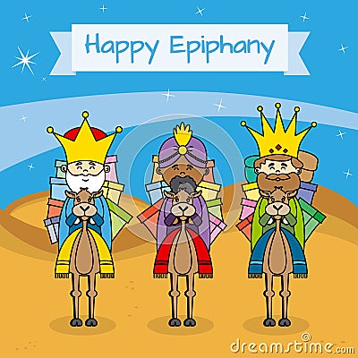 Happy Epiphany card Vector Illustration