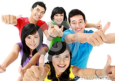 Happy excited smiling friends Stock Photo