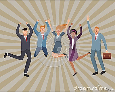 Happy executive business workers Vector Illustration