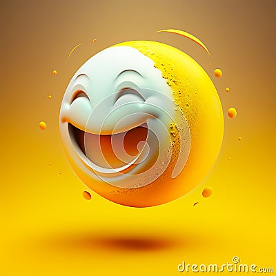 Happy face 3d moon emoji Cartoon Illustration