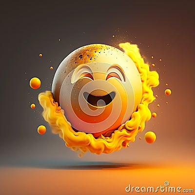 Happy face 3d moon emoji Cartoon Illustration