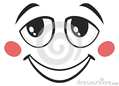 Happy face expression. Contented emotion. Cheerful emoji Vector Illustration