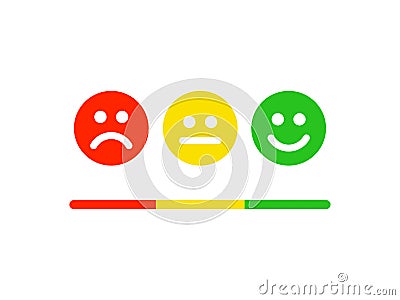 Happy face level flat icon. Feedback emoticons scale. Vector Illustration