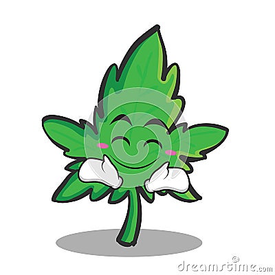 Happy face marijuana character cartoon Vector Illustration