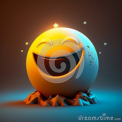 Happy face 3d moon emoji Cartoon Illustration