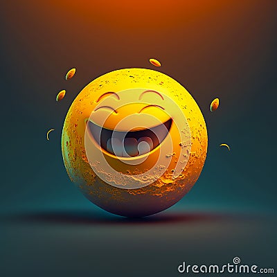 Happy face 3d moon emoji Cartoon Illustration