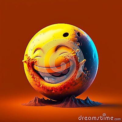 Happy face 3d moon emoji Cartoon Illustration