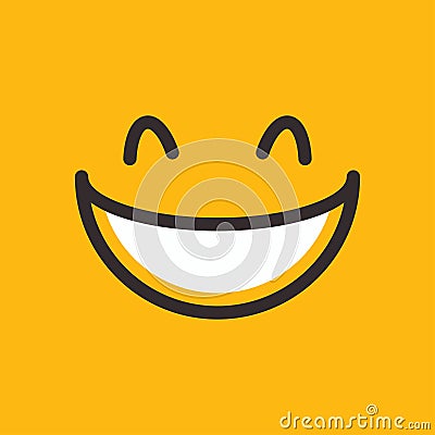 Happy face vector illustration icon smile element yellow color hand drawn doodle lineart Cartoon Illustration