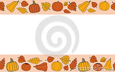 Happy fall vector autumn seamless pattern with begie frame Vector Illustration