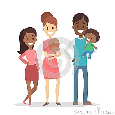 Happy families set. Vector Illustration