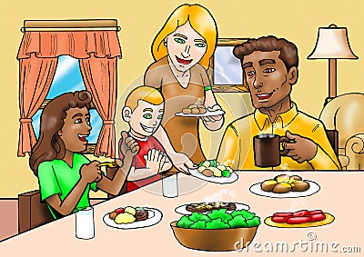 Happy family breakfast Stock Photo