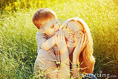 Happy family concept. Happy Mother and her child son. Stock Photo