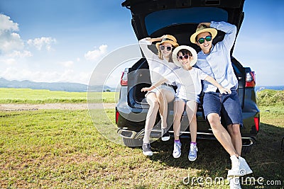 Happy family enjoying road trip and summer vacation Stock Photo