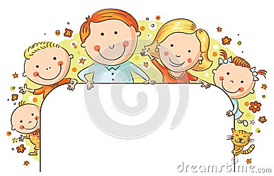 Happy Family Frame Vector Illustration