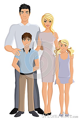 Happy family full length Vector Illustration