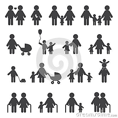 Happy Family Grandfather Grandmother and People Vector Illustration