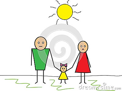 Happy family Ð¡hildren drawing's Vector Illustration