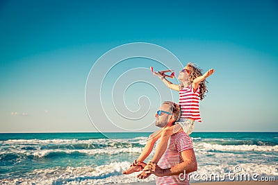 Happy family having fun on summer vacation Stock Photo