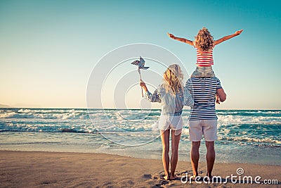 Happy family having fun on summer vacation Stock Photo