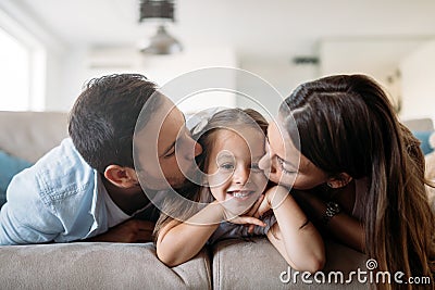 Happy family having fun time at home Stock Photo