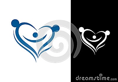 Happy Family In A Heart Shape Logo design, Family Love and Relation Vector Illustration