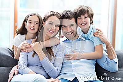 Happy family at home Stock Photo