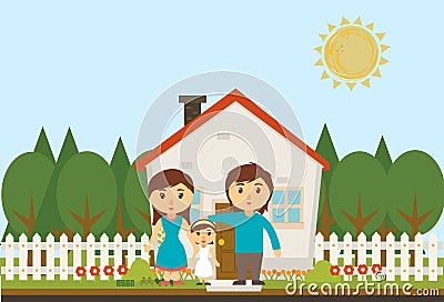 Happy family with house Vector Illustration