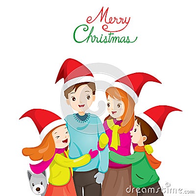 Happy Family Hugging Together Vector Illustration