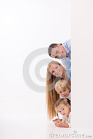 Happy family isolated on white background Stock Photo