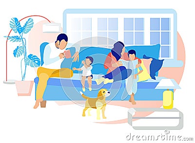 Happy Family Leisure Time in Evening or Weekend Stock Photo