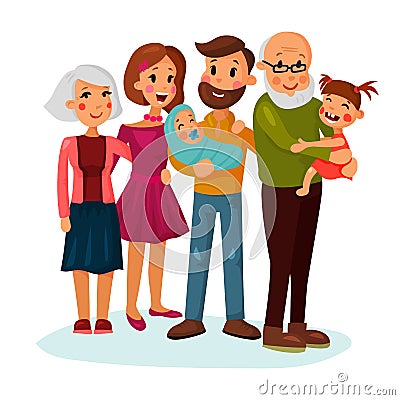 Happy family logo with father and mother Vector Illustration
